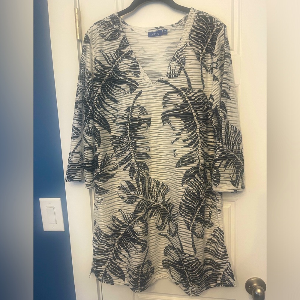 Deep Navy and White Semi Sheer Coverup